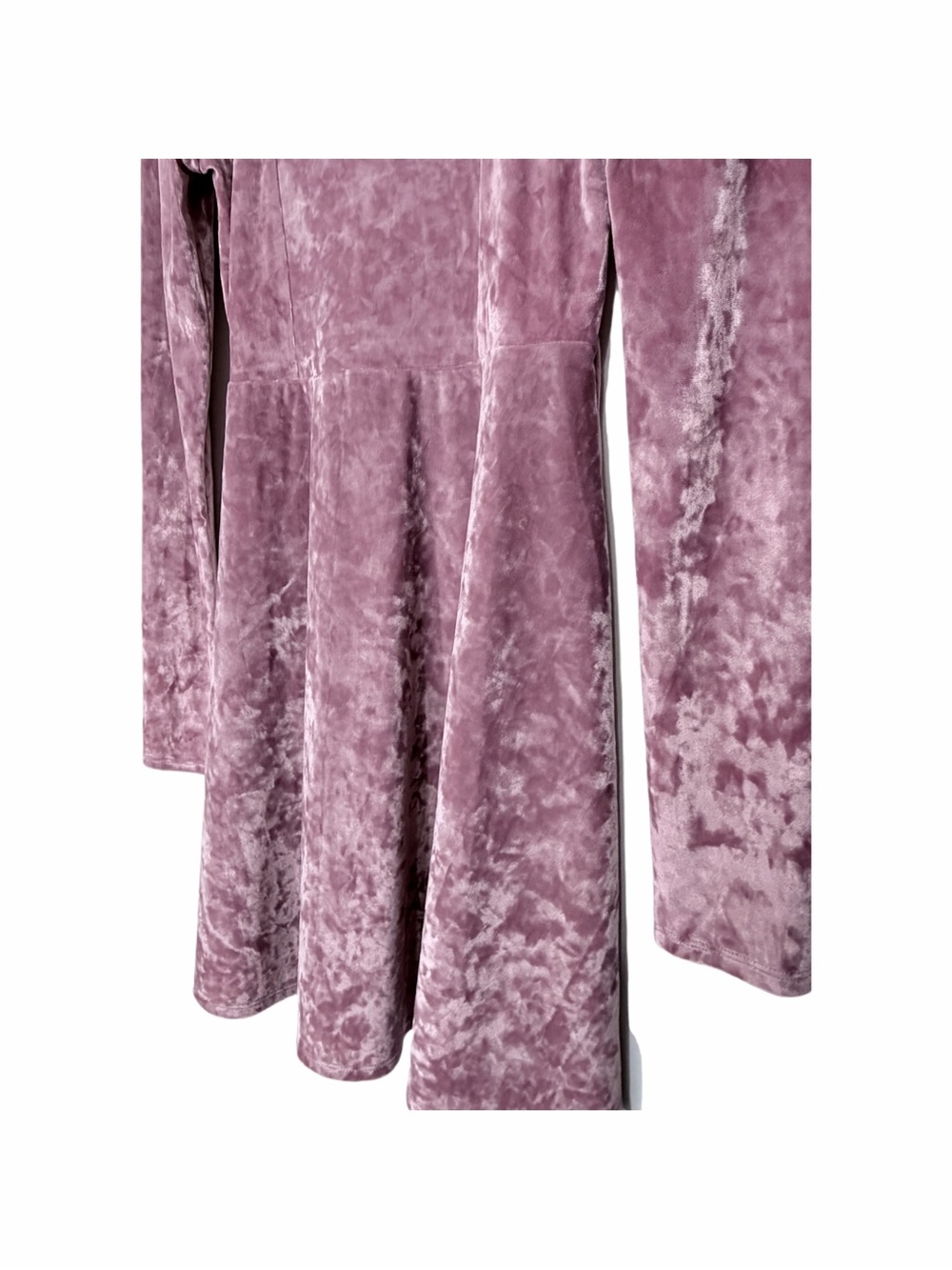 Aeropostale Mauve Crushed Velvet Long Sleeve Fit & Flare Mini Dress Whimsygoth - Picture 5 of 13